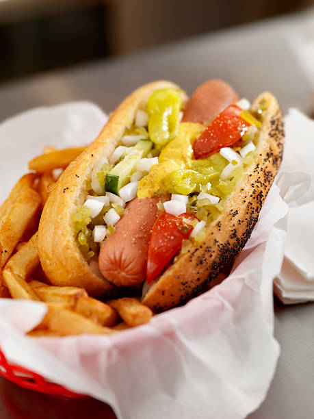 istock Classic Chicago Dog with Fries 184293602