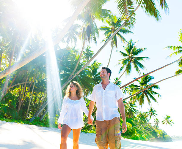 istock Young Couple relaxing on an idyllic tropical beach 184293769