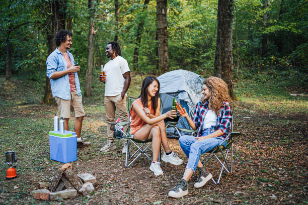 istock Friends enjoy camping in nature 1842940196