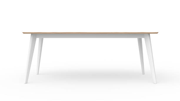 istock Wooden desk on white background 1842943350