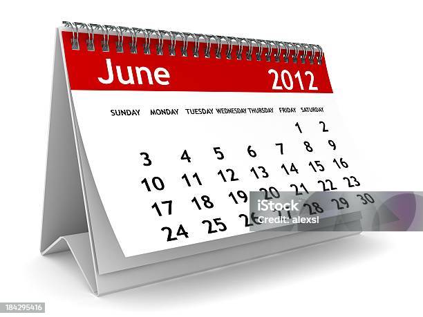 Июнь 2012 Календарь — стоковые фотографии и другие картинки 2012 - 2012, Белый фон, Горизонтальный