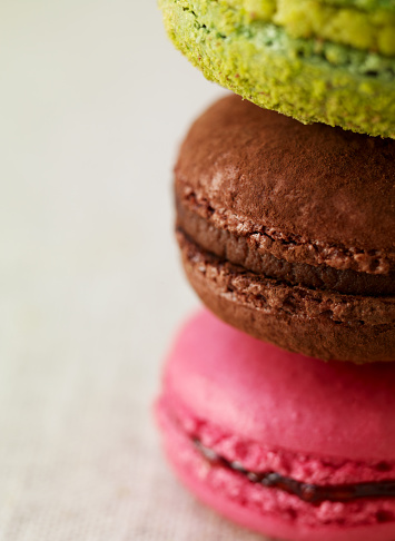 Extremely close up view of macarons
