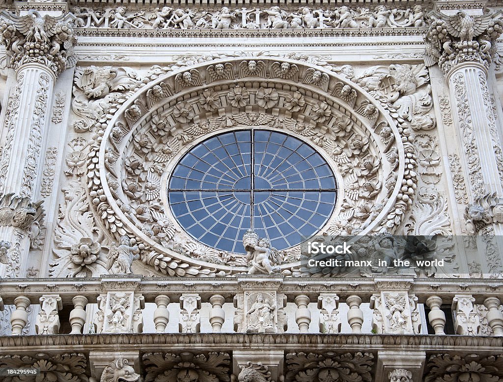Rose Window, die Basilica di Santa Croce-Lecce,, Italien - Lizenzfrei Apulien Stock-Foto