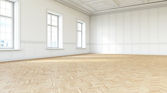 Empty Large White Room. 3D Render