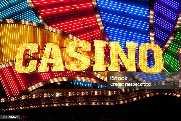 Casino Sign Stock Photo - Download Image Now - Casino, Sign, Night