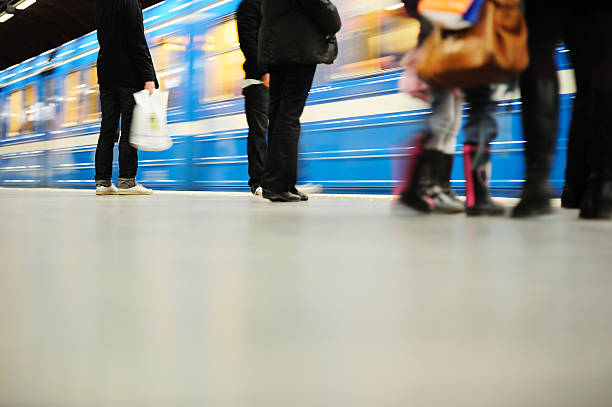 istock Subway train arriving to station 184296713