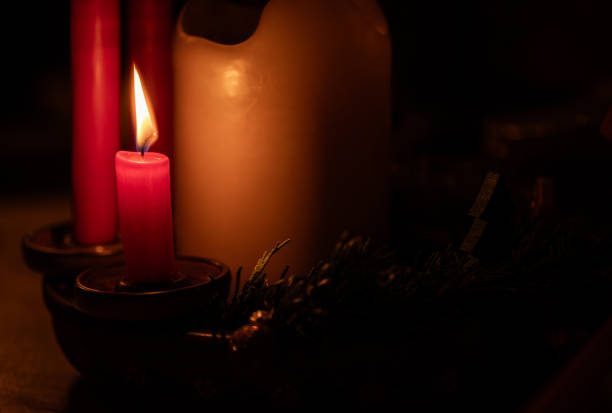 Burning candle on the Advent wreath