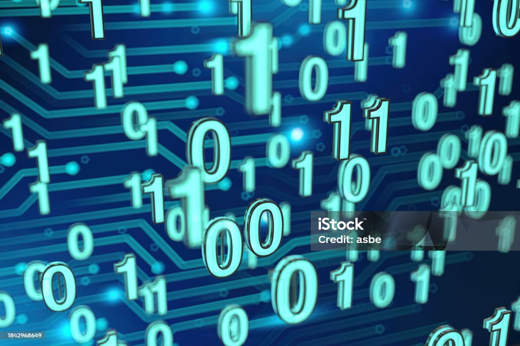 Neon Binary Code Digits Stock Photo - Download Image Now - Backgrounds ...