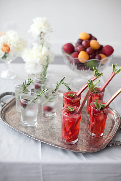 Tray of drinks stock photo