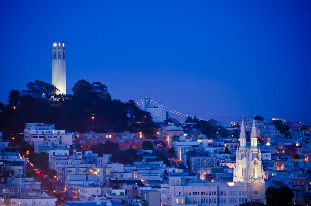 istock Twilight view of Coit Tower in San Francisco, Ca 184297161