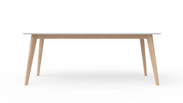 istock Wooden desk on white background 1842971704