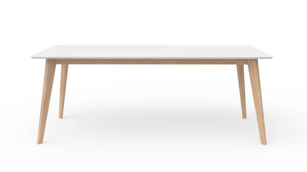 Wooden desk on white background