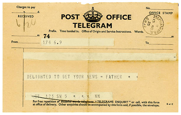 Telegram from 'Father' 1935 stock photo