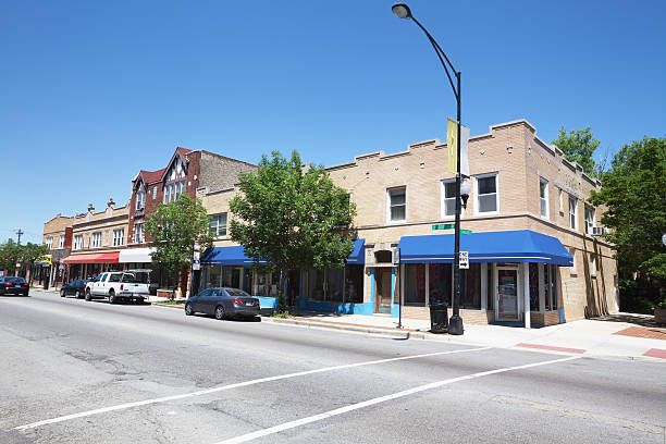 istock Old shop buildings in North Park,  Chicago 184297497