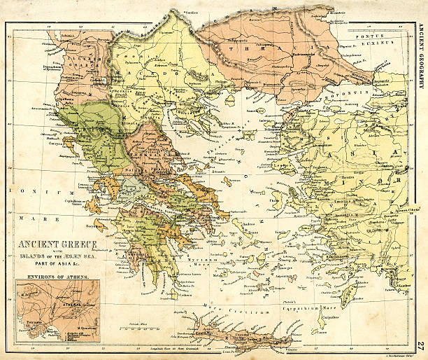 アンティークの地図古代ギリシャ - ancient greece 写真点のイラスト素材／クリップアート素材／マンガ素材／アイコン素材