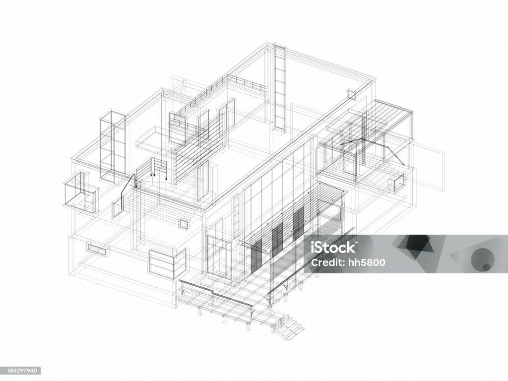 3 D Streszczenie Szkic Architektura Willa 2 - Zbiór zdjęć royalty-free (Architektura)