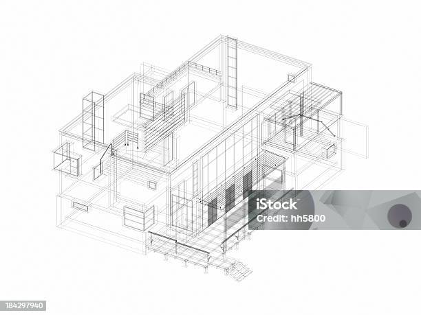 3 D Streszczenie Szkic Architektura Willa 2 - zdjęcia stockowe i więcej obrazów Architektura - Architektura, Budynek z zewnątrz, Model szkieletowy