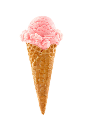 Strawberry ice cream on white background