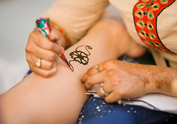 Brides maids showing off her henna designs