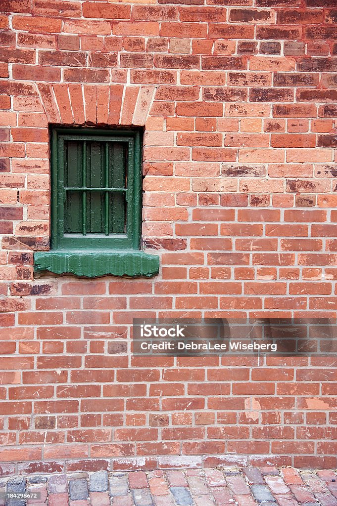 Lil Green Window Series A little green window found on an old red brick wall found at the Distillery District in Toronto's east end. Architecture Stock Photo