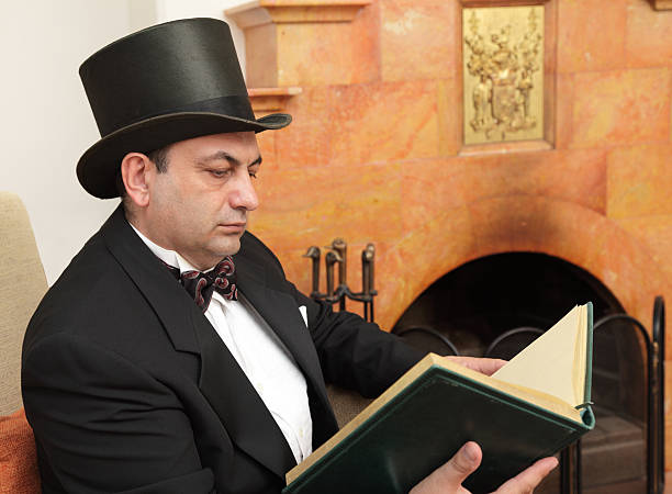 istock Baron reading near fireplace 184298769