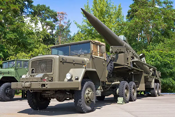 Photo of The Pershing IA missile on military Vehicle Trailer