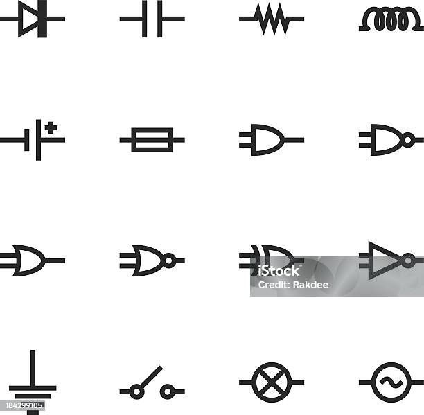 Elektroniczny Obwód Sylwetka Ikony - Stockowe grafiki wektorowe i więcej obrazów Rezystor - Rezystor, Ikona, Clip Art