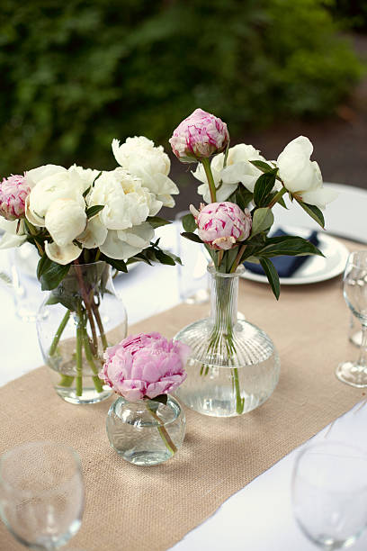 Flowers on a fancy table stock photo