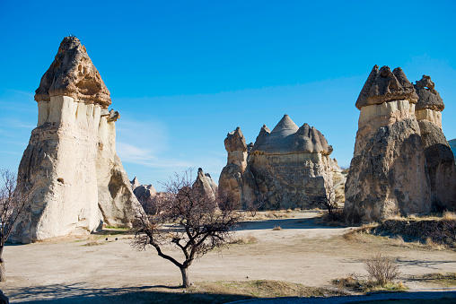 Volcanic rock formations landscape in Cappadocia, Turkey