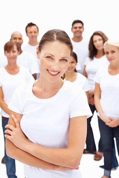 istock Woman with diverse group in background 184300677