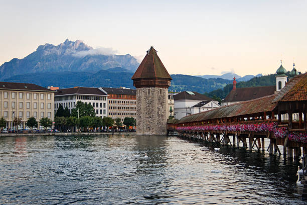 istock Chapel Bridge and Tower, Luzern, Switzerland 184300909