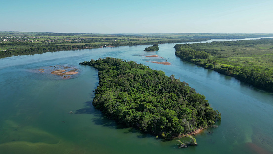 Aerial view from several  smalls islands on  Panama river,  Brasil