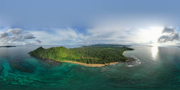 istock Panoramic aerial view from the south coast from Sao Tome 1843011202