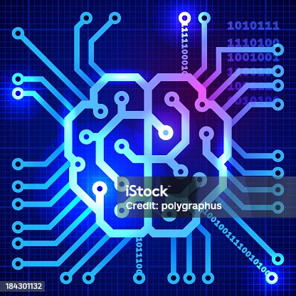 istock Abstract view of cyber brain in blue squares 184301132