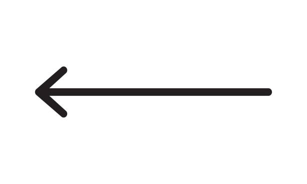 stockillustraties, clipart, cartoons en iconen met straight long arrow, left thin line, black cursor, horizontal element, thick pointer vector icon. simple illustration - pijl