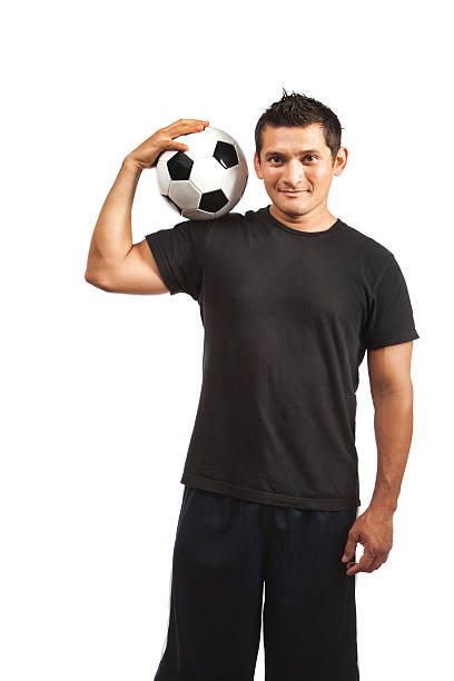 istock Soccer Player with Ball on White Background 184301385