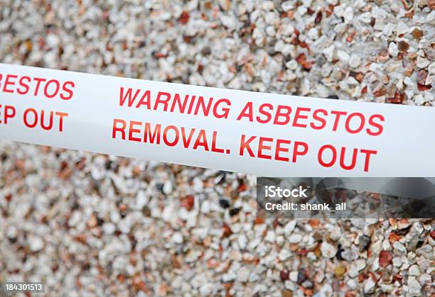 Asbestos Warning Tape Stock Photo - Download Image Now - Asbestos, Removing, Building Exterior