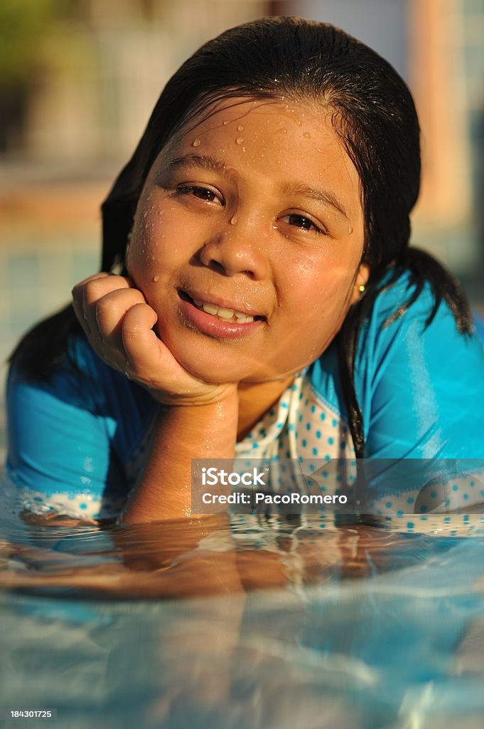 Pensive Little Girl In The Swimming Pool Stock Photo - Download Image Now -  8-9 Years, American Culture, Beautiful People - iStock