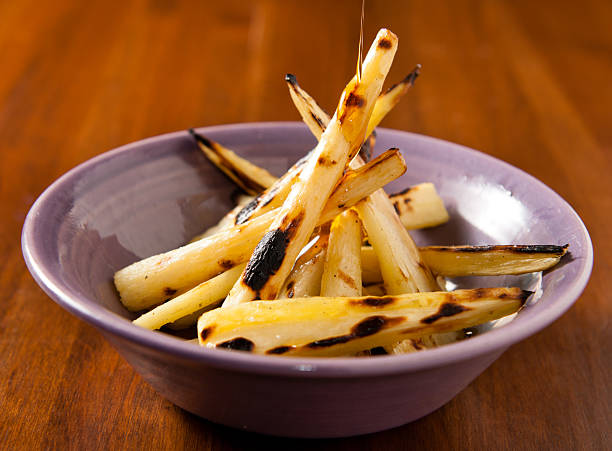 Maple Roasted Parsnips stock photo