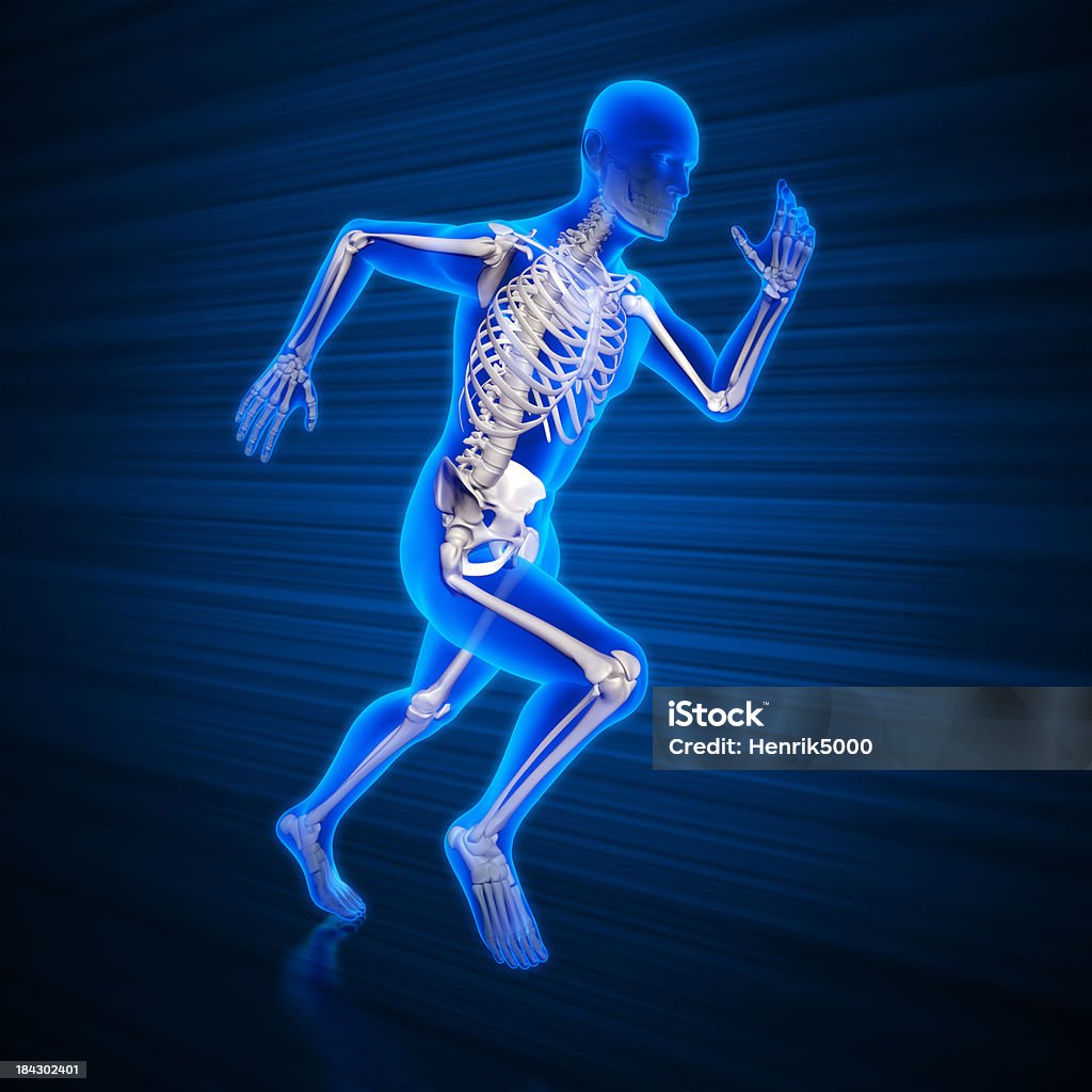 Running homme avec trace de detourage x-ray - Photo de Squelette humain libre de droits