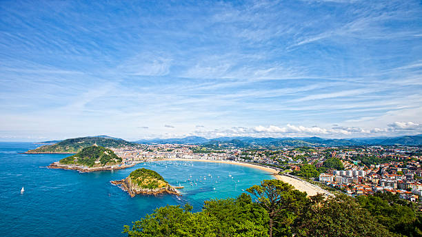 panorama di san sebastian. - golfo di biscaglia foto e immagini stock