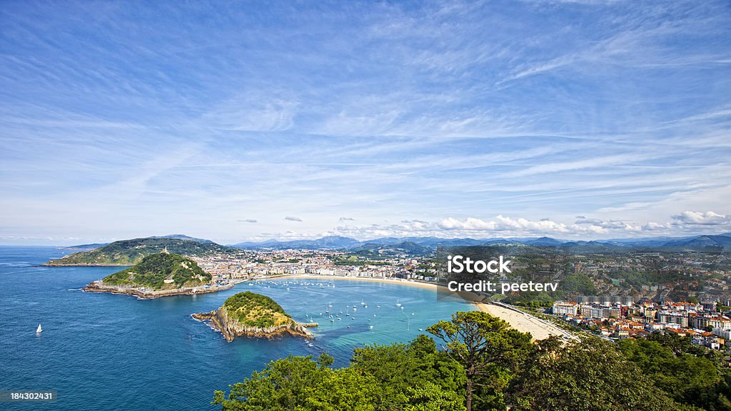 San Sebastian panorama. San Sebastian panorama with town, beaches and islands. San Sebastian - Spain Stock Photo