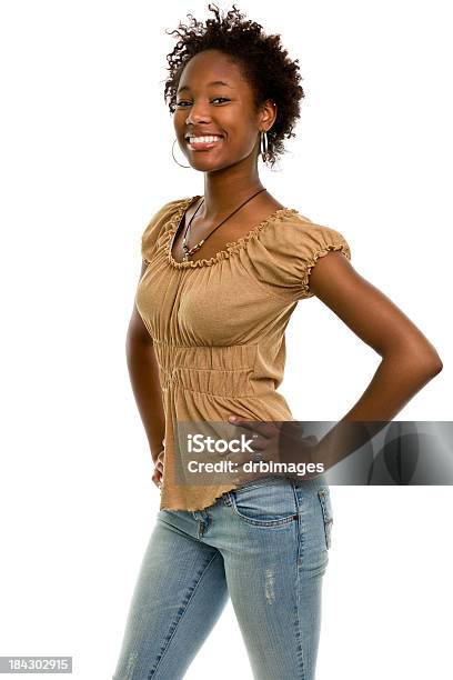 A Portrait Of A Woman Who Is Smiling And Posing Stock Photo - Download Image Now - African-American Ethnicity, Women, White Background