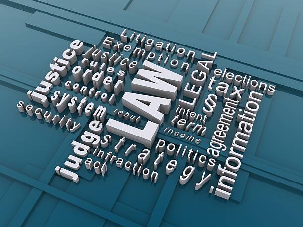 istock Law in white words with blue background 184302941