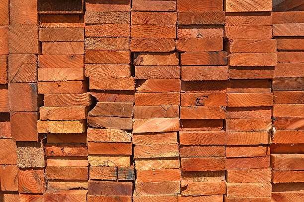 istock Stacked Redwood Lumber 184302958