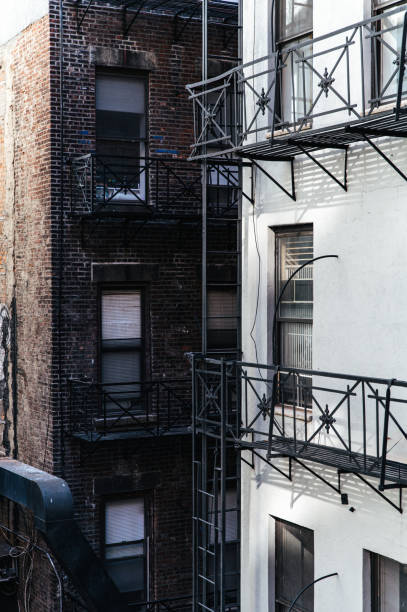 istock Exterior of brick building with balconies 1843029597