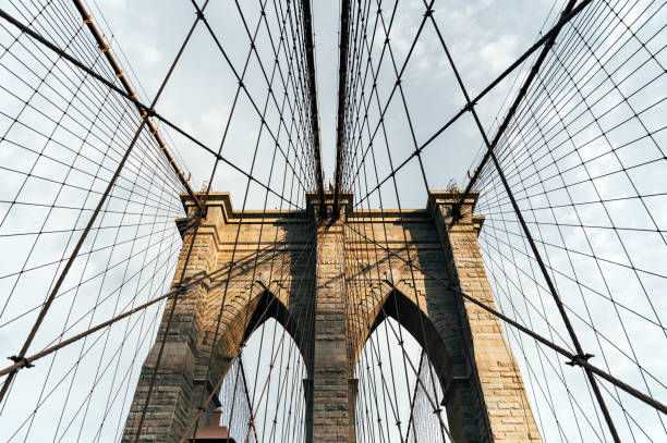 istock Iconic Brooklyn Bridge cables and pillars 1843032708