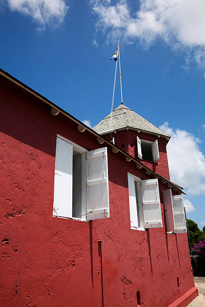 segnale di gun hill, barbados - st george flag architecture famous place foto e immagini stock