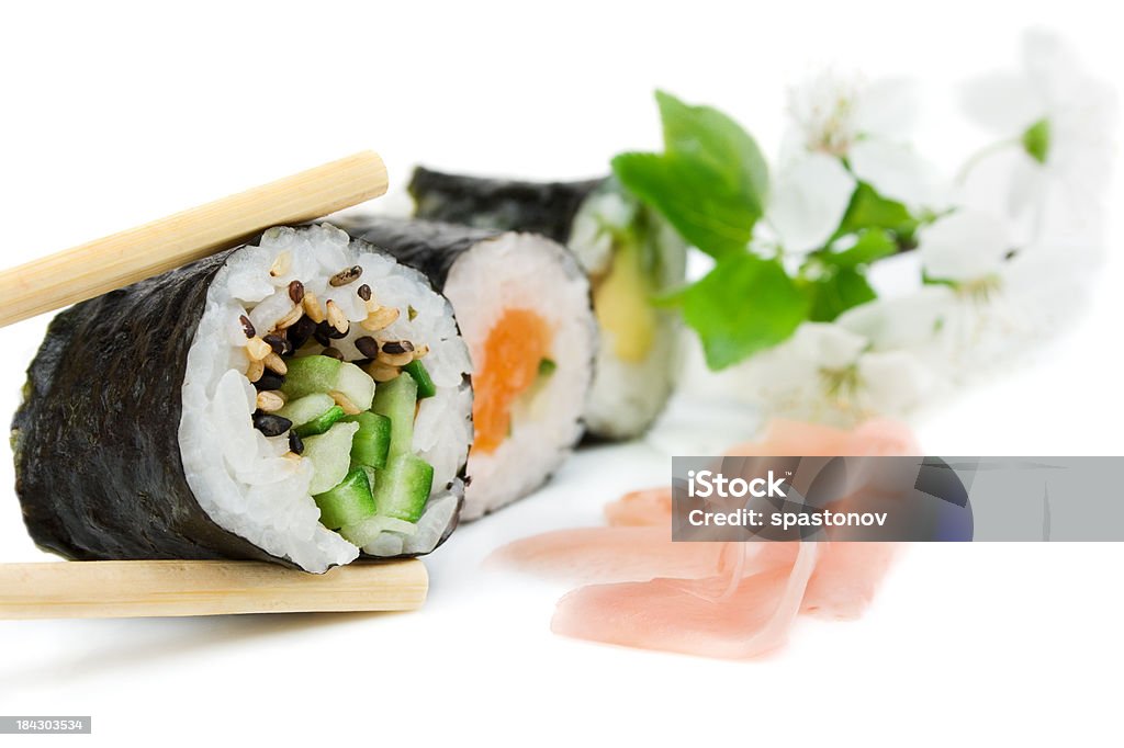 sushi Japonês - Royalty-free Fundo Branco Foto de stock