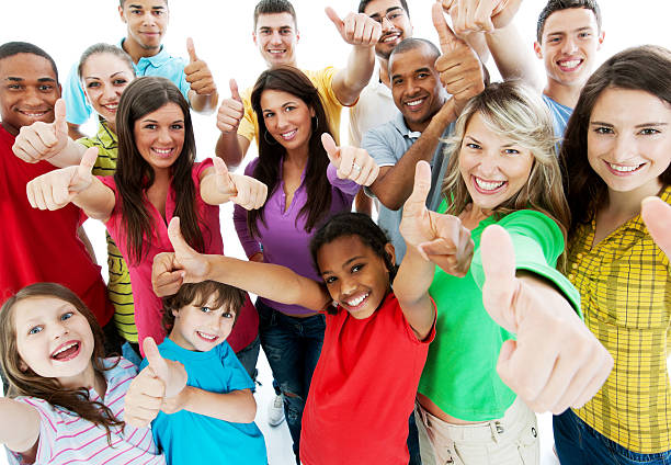 istock Large group of people with their thumbs up. 184304282